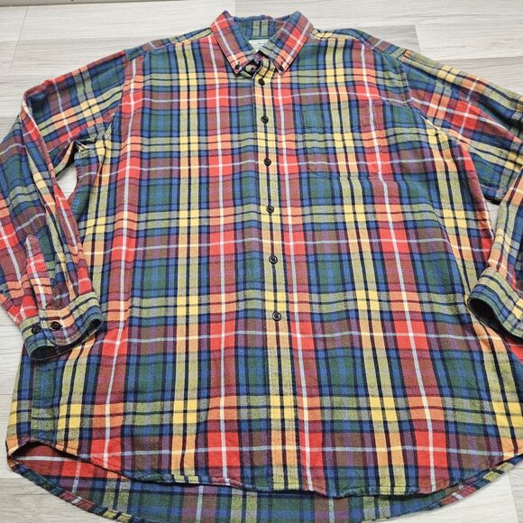 L.L. Bean Mens Colorful Plaid Flannel Shirt Button Down Size XL - Picture 2 of 7